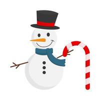 bonhomme de neige avec bâton bonbons illustration vecteur