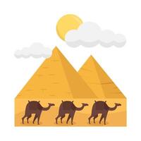 pyramide, été temps avec chameau illustration vecteur
