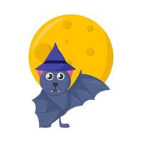 chauve souris avec plein lune illustration vecteur