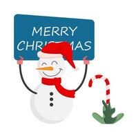 bonhomme de neige, bâton bonbons avec bannière joyeux Noël illustration vecteur