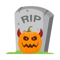 citrouille Halloween diable dans pierre tombale illustration vecteur