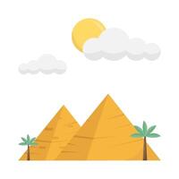 pyramide, Soleil été, paume arbre avec chameau illustration vecteur