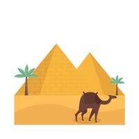 pyramide, paume arbre avec chameau illustration vecteur