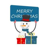 bannière joyeux Noël dans bonhomme de neige avec cadeau boîte illustration vecteur