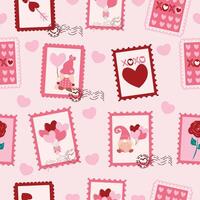 rose cœur l'amour avec gnomes timbres sans couture modèle vecteur illustration