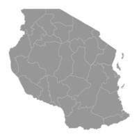 Tanzanie carte avec administratif divisions. vecteur illustration.