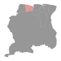 couronne district carte, administratif division de surinam. vecteur illustration.