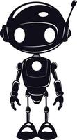 ai généré silhouette mignonne robot noir Couleur seulement plein corps vecteur