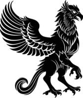 ai généré silhouette griffon noir Couleur seulement plein corps corps vecteur