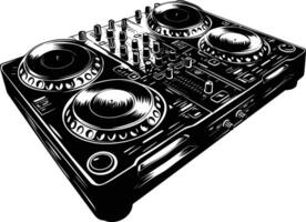 ai généré silhouette dj manette noir Couleur seulement vecteur