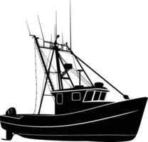 ai généré silhouette pêche bateau noir Couleur seulement vecteur