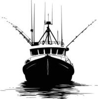 ai généré silhouette pêche bateau noir Couleur seulement vecteur