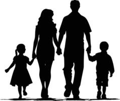 ai généré silhouette content famille noir Couleur seulement plein corps vecteur