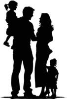 ai généré silhouette content famille noir Couleur seulement plein corps vecteur