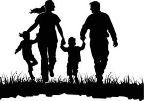 ai généré silhouette content famille noir Couleur seulement plein corps vecteur