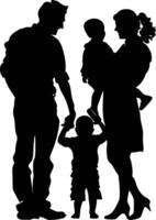 ai généré silhouette content famille noir Couleur seulement plein corps vecteur