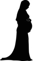 ai généré silhouette Enceinte hijab plein corps noir Couleur seulement vecteur