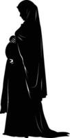 ai généré silhouette Enceinte hijab plein corps noir Couleur seulement vecteur