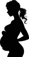 ai généré silhouette Enceinte maman plein corps noir Couleur seulement vecteur