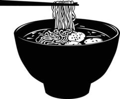 ai généré silhouette ramen ou ramyeon noir Couleur seulement vecteur