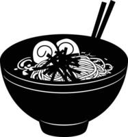 ai généré silhouette ramen ou ramyeon noir Couleur seulement vecteur