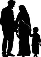 ai généré silhouette content musulman famille noir Couleur seulement plein corps vecteur