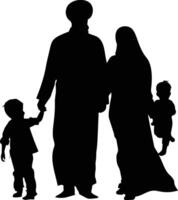 ai généré silhouette content musulman famille noir Couleur seulement plein corps vecteur