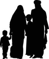 ai généré silhouette content musulman famille noir Couleur seulement plein corps vecteur