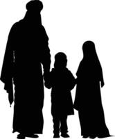 ai généré silhouette content musulman famille noir Couleur seulement plein corps vecteur