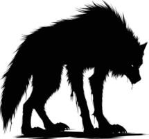 ai généré silhouette Warewolf ou parfois lycanthrope ou lycan monstre noir Couleur seulement plein corps vecteur