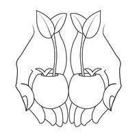 continu Célibataire ligne dessin de croissance les plantes avec main vecteur illustration