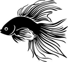 poisson - noir et blanc isolé icône - vecteur illustration