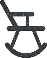 balancement chaise glyphe icône vecteur illustration dans timbre style