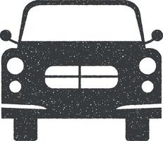 de face vue voiture, voiture icône vecteur illustration dans timbre style