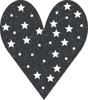 cœur plat, étoile icône vecteur illustration dans timbre style