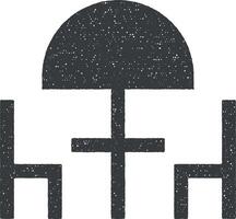 chaises et parapluie glyphe icône vecteur illustration dans timbre style