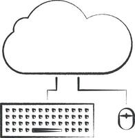 nuage ordinateur icône vecteur illustration dans timbre style