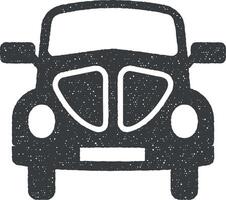 de face vue voiture, transport icône vecteur illustration dans timbre style