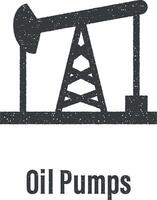 pétrole pompes icône vecteur illustration dans timbre style