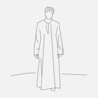 arabe homme dans traditionnel robe esquisser. Egypte Humain ligne silhouette. vecteur illustration