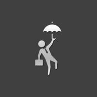 homme d'affaire parapluie icône dans métallique gris Couleur style. affaires gens défi vecteur