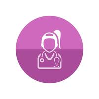 femme médecin icône dans plat Couleur cercle style. médical soins de santé stéthoscope vecteur