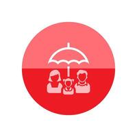 famille parapluie icône dans plat Couleur cercle style. Assurance protection sécurité Parents des gamins éducation vecteur