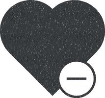 cœur moins vecteur icône illustration avec timbre effet