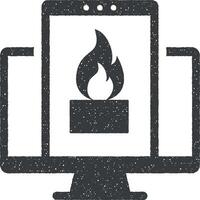 pare-feu protégé, l'Internet, l'Internet sécurité, réseau protection, sécurise serveur site vecteur icône illustration avec timbre effet