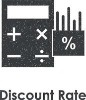 calculatrice, pour cent, graphique, remise taux vecteur icône illustration avec timbre effet
