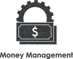 engrenage, dollar, argent la gestion vecteur icône illustration avec timbre effet