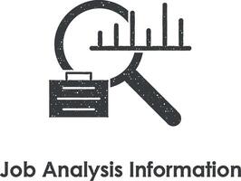 loupe, graphique, diplomate, emploi une analyse information vecteur icône illustration avec timbre effet