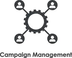 engrenage, ouvrier, campagne la gestion vecteur icône illustration avec timbre effet