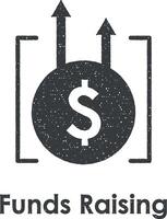 dollar, croissance, fonds élevage vecteur icône illustration avec timbre effet